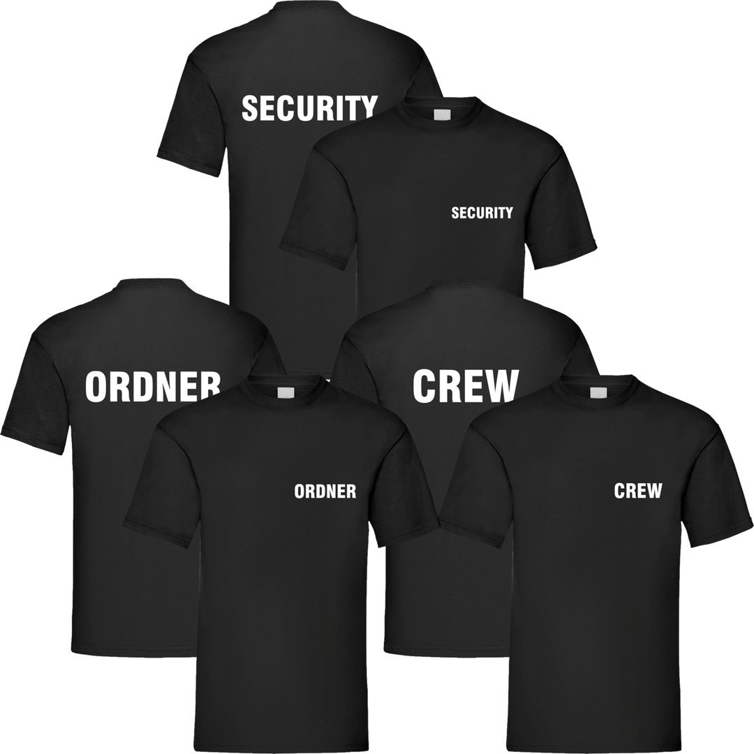 Security T-Shirts Schwarz Brust und Rückendruck. T-Shirt SECURITY ! 