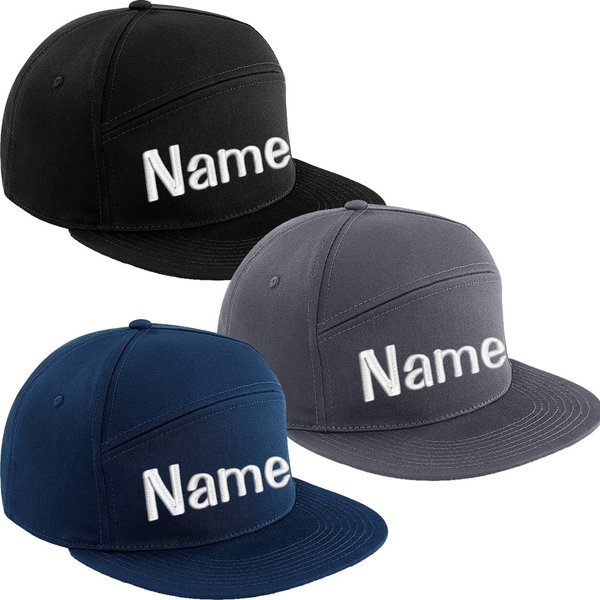 Pitcher Snapback Cap bestickt mit Name / Wunschtext Basecap Kappe Mütze Cappy