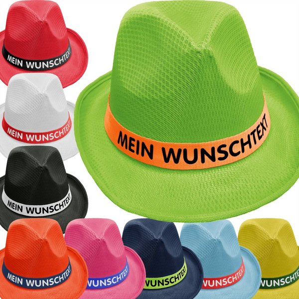 Mafiahut inkl. farbigem Hutband mit Wunschtext bedruckt