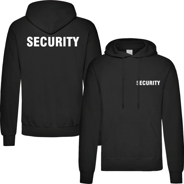 Sweatshirt, Hoodie oder Kapuzenjacke schwarz mit Security bedruckt